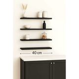 yankı-byeg 40 Cm 4lü Mat Siyah Mdf Uçan Duvar Rafı Gizli Bağlantı Kitaplık Ahşap