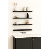 yankı-byeg 40 Cm 4lü Mat Siyah Mdf Uçan Duvar Rafı Gizli Bağlantı Kitaplık
