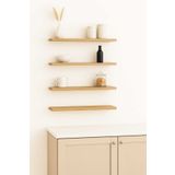 yankı-byeg 40 Cm 4lü Safir Meşe Mdf Uçan Duvar Rafı Gizli Bağlantı Kitaplık