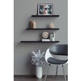 yankı-byeg 40 Cm 50 Cm 60 Cm 3lü Mat Siyah Mdf Uçan Duvar Rafı Gizli Bağlantı Kitaplık