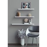 Yankı-Byeg 40 Cm 50 Cm 60 Cm Üçlü Beyaz Mdf Uçan Duvar Rafı Gizli Bağlantı Kitaplık