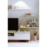 Yankı-BYEG 4lü 100 cm 80 cm 30 cm Mat Beyaz Mdf Duvar Rafı Tv Ünitesi