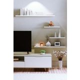yankı-byeg 4lü 100 cm 80 cm 30 cm Mat Beyaz Mdf Uçan Gizli Bağlantı Dekoratif Duvar Rafı Kitaplık Tv Ünitesi