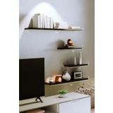 yankı-byeg 4lü 100 cm 80 cm 30 cm Mat Siyah Mdf Uçan Gizli Bağlantı Dekoratif Duvar Rafı Kitaplık Tv Ünitesi