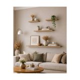 Yankı - BYEG 4lü 80 Cm 40 Cm 20 Cm Mdf Safir Meşe Uçan Gizli Bağlantı Dekoratif Duvar Rafı Kitaplık