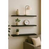 yankı-byeg 50 Cm 3lü Mat Siyah Mdf Uçan Duvar Rafı Gizli Bağlantı Kitaplık