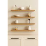 Yankı-Byeg 50 Cm 4Lü Safir Meşe Mdf Uçan Duvar Rafı Gizli Bağlantı Kitaplık