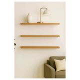 Yankı-Byeg 50 Cm Üçlü Safir Meşe Mdf Uçan Duvar Rafı Gizli Bağlantı Kitaplık