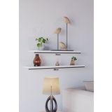 yankı-byeg 70 Cm 80 Cm 2li Mat Beyaz Mdf Uçan Duvar Rafı Gizli Bağlantı Kitaplık Dekoratif Duvar Rafı