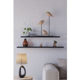 yankı-byeg 70 Cm 80 Cm Mdf 2li Mat Siyah Uçan Duvar Rafı Gizli Bağlantı Kitaplık