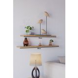 yankı-byeg 70 Cm 80 Cm Mdf 2li Safir Meşe Uçan Duvar Rafı Gizli Bağlantı Kitaplık