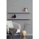 yankı-byeg 80 Cm 2li Mat Beyaz Mdf Uçan Duvar Rafı Gizli Bağlantı Kitaplık
