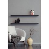 yankı-byeg 80 Cm 2li Mat Siyah Mdf Uçan Duvar Rafı Gizli Bağlantı Kitaplık