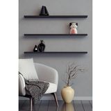 yankı-byeg 80 Cm 3lü Mat Siyah Mdf Uçan Duvar Rafı Gizli Bağlantı Kitaplık
