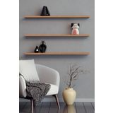 yankı-byeg 80 Cm 3lü Safir Meşe Mdf Uçan Duvar Rafı Gizli Bağlantı Kitaplık Dekoratif Duvar Rafı