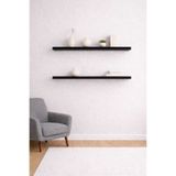 yankı-byeg 90 cm 2li Mat Siyah Mdf Uçan Duvar Rafı Gizli Bağlantı Kitaplık