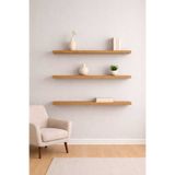 yankı-byeg 90 Cm 3lü Safir Meşe Mdf Uçan Duvar Rafı Gizli Bağlantı Kitaplık