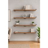 Yankı - BYEG Yankı-byeg 100 Cm 4lü Safir Meşe Mdf Uçan Duvar Rafı Gizli Bağlantı Kitaplık