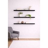 Yankı - BYEG Yankı-byeg 90 Cm 3lü Mat Siyah Mdf Uçan Duvar Rafı Gizli Bağlantı Kitaplık