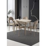 Yanlardan Açılır Yakamoz 90X60 Cm Sidon Masa 4 Adet Ay Sandalye