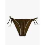 Yanları Bağlamalı İpli Kroşe Detaylı Dokulu Bikini Altı