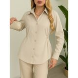 Yanları Düğme Detaylı Poplin Gömlek - 36 - Taş