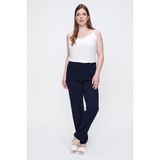 Yanları Lastikli Ithal Krep Büyük Beden Pantolon Lacivert - 3XL
