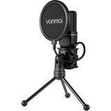 Yanmai SF-777W 2.4g Kablosuz Kondenser Masaüstü Oyuncu Mikrofonu | Aktif Gürültü Engelleme (Anc), Rgb LED Aydınlatma, Esnek Pop Filtre ve Şok Emici Metal Tripod Standı, Canlı Yayın, Podcast - Siyah