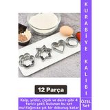 Yanmaz Yapışmaz Şık Yıldız Daire Çiçek Kalp Tasarım Mutfak Omlet Kek Kurabiye Kalıbı Seti 12 Parça - 12'li Set - 26 x 26 x 7 cm