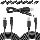 YANZHI Philips Norelco için Şarj Cihazı, Çoğu Marka Elektrikli Tıraş Makinesi Jilet ve Düzeltici için 10'u 1 Arada Evrensel USB Şarj Kablosu Seti (Braun, Norelco OneBlade, Surker, Andis, Manscaped)