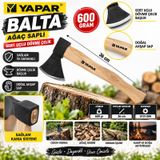 Yapar Kamp Baltası 600 Gram 36 Cm Profesyoneller İçin Dövme Çelikten İmal El Baltası