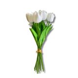 Yapay 10'lu Islak Lale Buketi 33 Cm Beyaz
