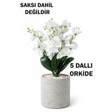 Yapay 5 Dallı Islak Dokulu Orkide Demeti 40 Cm