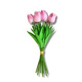 Yapay 8 Li Islak Lale Buketi 33 Cm Pembe