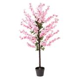 Yapay Ağaç Bahardalı Ağacı Pembe Japon Kiraz Çiçeği Sakura Çiçeği 127x70cm Siyah Plastik Saksılı