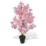 Yapay Ağaç Bahardalı Ağacı Pembe Japon Kiraz Çiçeği Sakura Çiçeği 80cm Siyah Plastik Saksılı