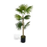 Yapay Ağaç Fanpalm 8Yaprak 85*45cm Yelpaze Palmiye Siyah Aleminyum Saksı