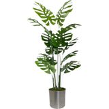 Yapay Ağaç Monstera Deve Tabanı Ağacı 180 cm 16 Yaprak metal gümüş saksı svm.1028