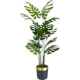 Yapay Ağaç Monstera Deve Tabanı Ağacı 180 cm 16 Yaprak siyah gold saksı svm.1026