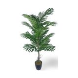 Yapay Ağaç Palmiye 16Yaprak Areka Ağacı Siyah Saksıda Tek Gövdeli 150*70Cm