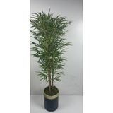 Yapay Bambu Ağacı 155cm Siyah Gold Metal Saksıda Yapay 3 Gövdeli Bambu Metal Saksı