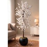 Yapay Beyaz Bahar Dalı Ağacı 200cm - 27x33 cm Küre Saksılı