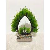 Yapay Bonsai Çam Ağacı Geometrik Kalp Tasarım, Mini Dikdörtgen Saksıda Taş Dolgulu Dekoratif Yapay Bitki, Ev, Ofis, Çalışma Masası İçin Estetik Modern Masaüstü Süsü