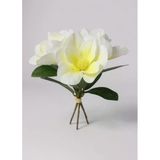 Yapay Çiçek 3Dallı Buket Manolya Gerçek Dokulu Magnolia 32Cm Krem