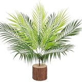 Yapay Çiçek 9 Dallı Areka Ahşap Kütük Saksılı Palmiye Ağacı Salon Bitkisi 45 cm