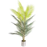 Yapay Çiçek Areka Ağacı Palmiye Ağacı Bambu Saplı Siyah Saksılı Salon Çiçeği 27 Yaprak 115 Cm