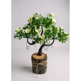 Yapay Çiçek Beyaz Çiçekli Bonsai Ağacı Dekoratif Kütük Saksıda Yapay Ağaç Bonzai Losus Çiçekli