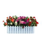 Yapay Çiçek Beyaz Çit Balkon Saksısı Renkli Açelya Çiçekli 55x20C