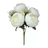 Yapay Çiçek Beyaz Şakayık Demeti 7Dallı Buket 5 Şakayık 2 Aradal Çiçekleri 40*25Cm Vitrin