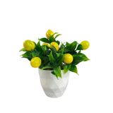 Yapay Çiçek Beyaz Saksıda Limon Dekoratif Masa Çiçeği 25cm